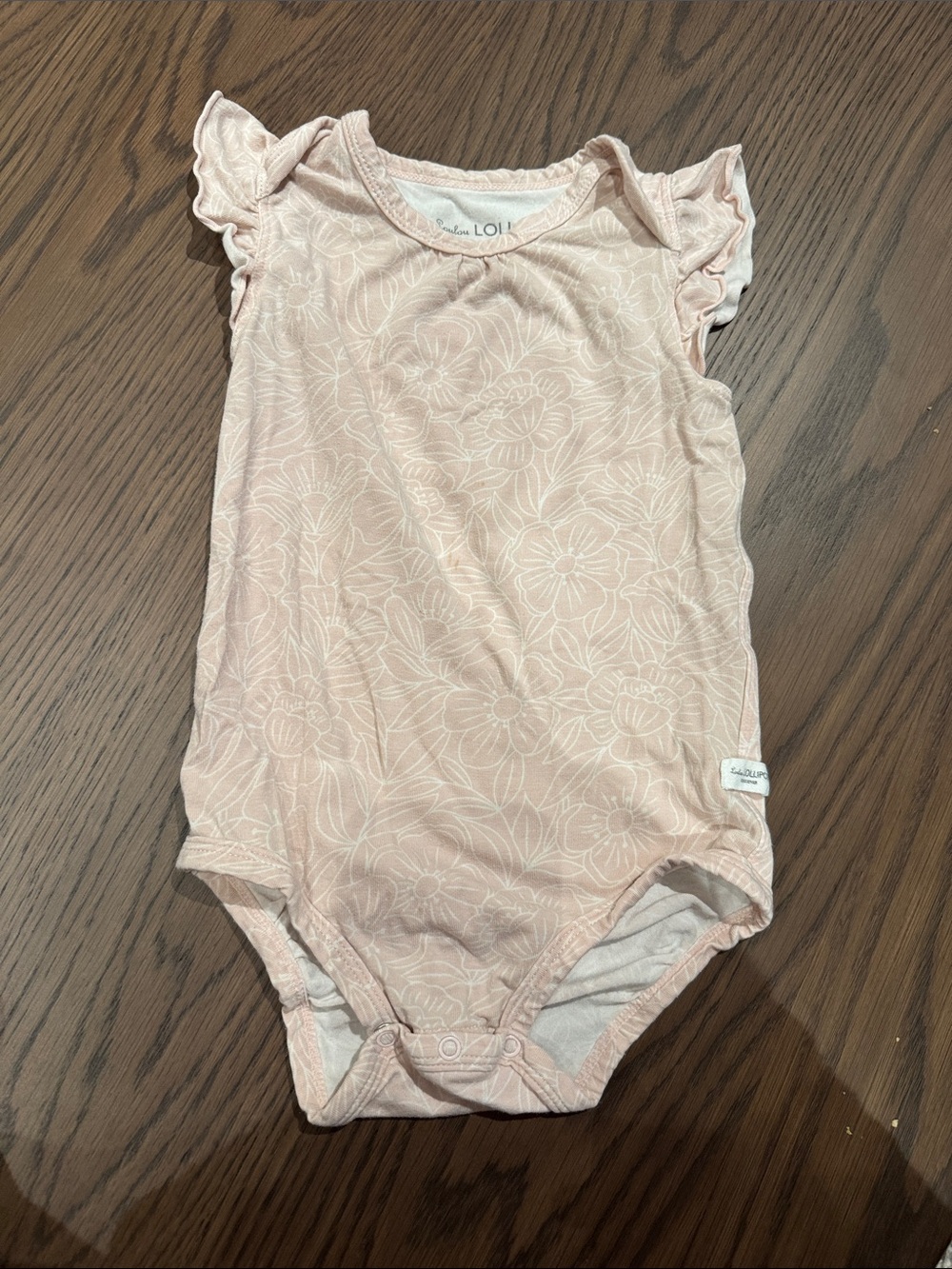 LOFT Kids Light Pink Floral Ruffle-Sleeve One-Piece Bodysuit